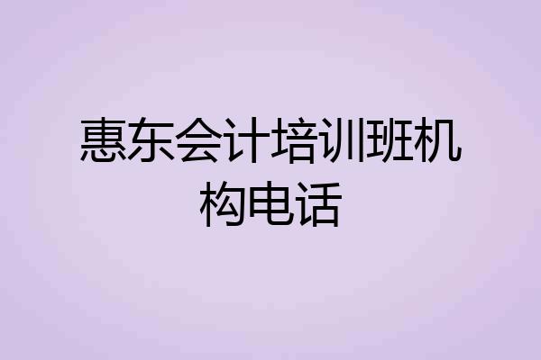 惠东会计培训班机构电话