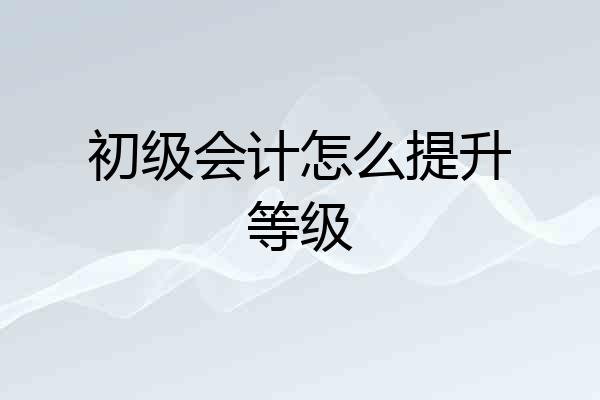 初级会计怎么提升等级