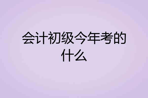 会计初级今年考的什么