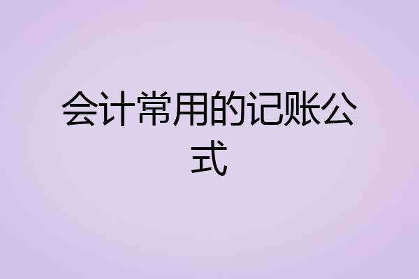 会计常用的记账公式