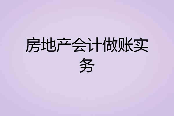 房地产会计做账实务