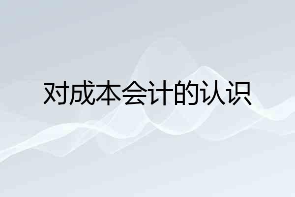对成本会计的认识