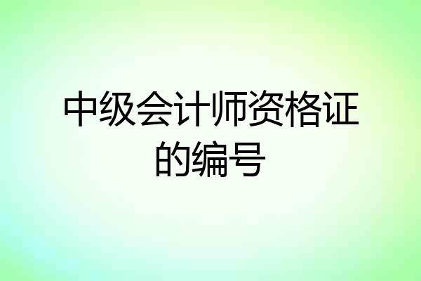 中级会计师资格证的编号