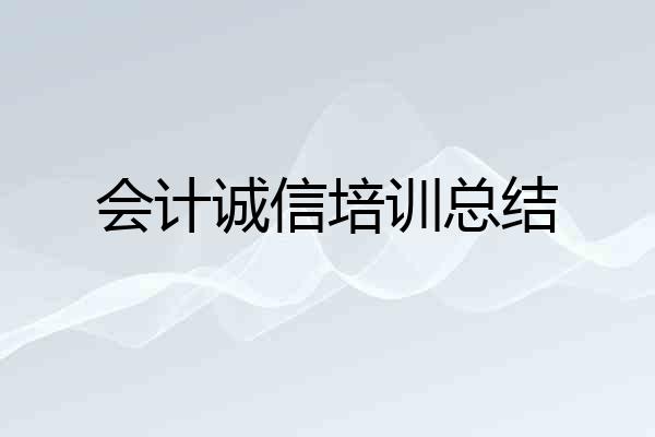 会计诚信培训总结