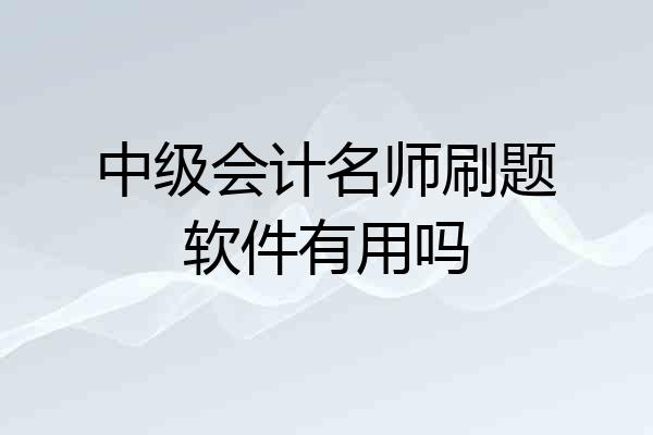 中级会计名师刷题软件有用吗