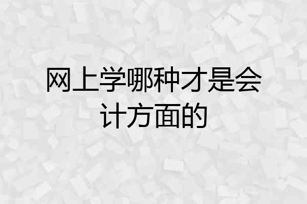 网上学哪种才是会计方面的