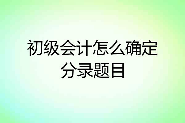 初级会计怎么确定分录题目