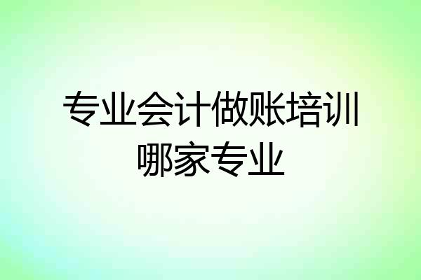 专业会计做账培训哪家专业