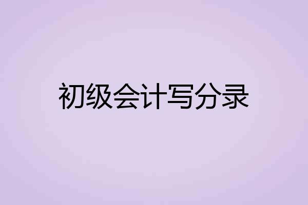 初级会计写分录