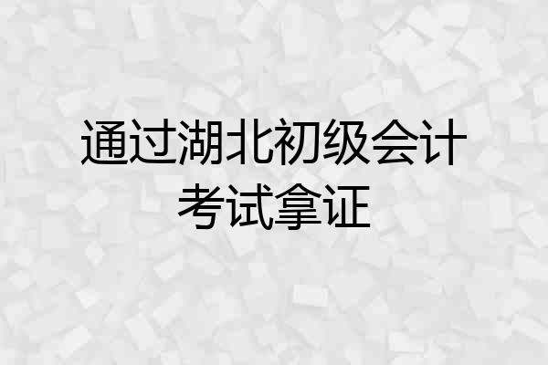 通过湖北初级会计考试拿证
