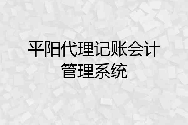 平阳代理记账会计管理系统