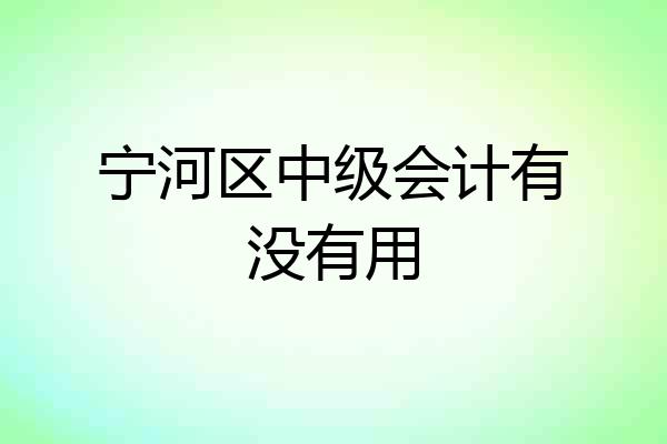 宁河区中级会计有没有用