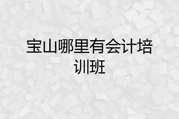 宝山哪里有会计培训班