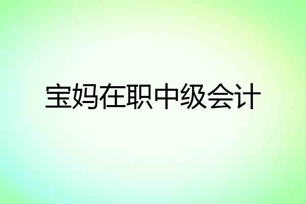 宝妈在职中级会计