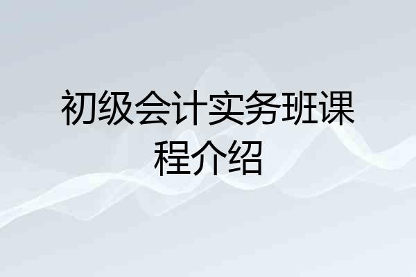 初级会计实务班课程介绍