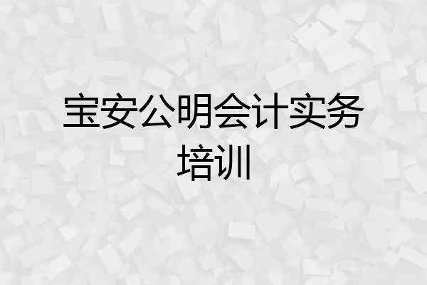 宝安公明会计实务培训