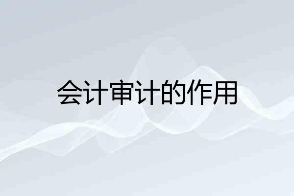 会计审计的作用
