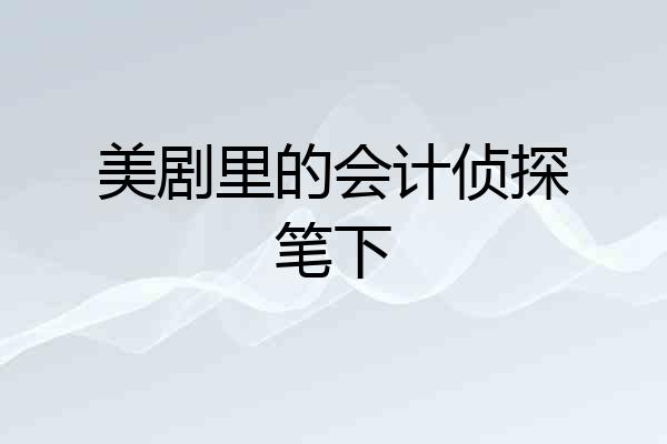 美剧里的会计侦探笔下