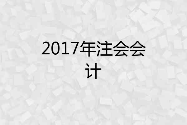 2017年注会会计
