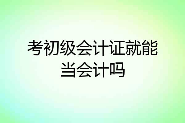 考初级会计证就能当会计吗