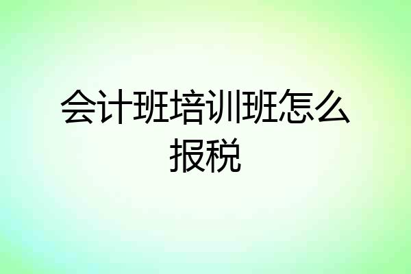 会计班培训班怎么报税