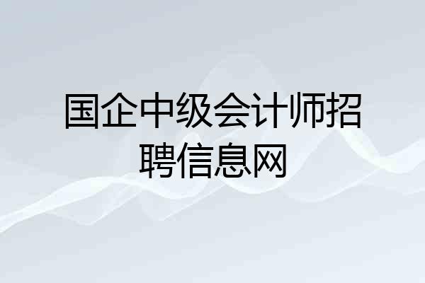 国企中级会计师招聘信息网