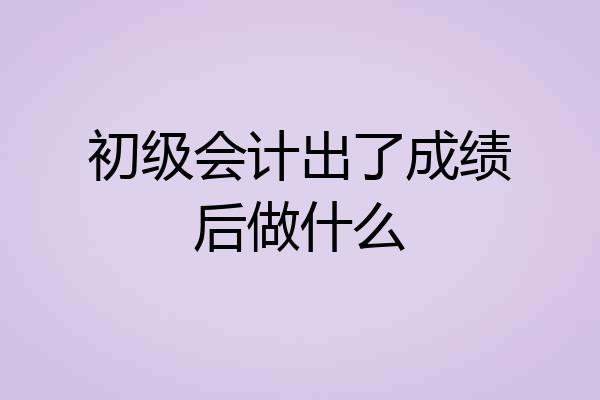 初级会计出了成绩后做什么