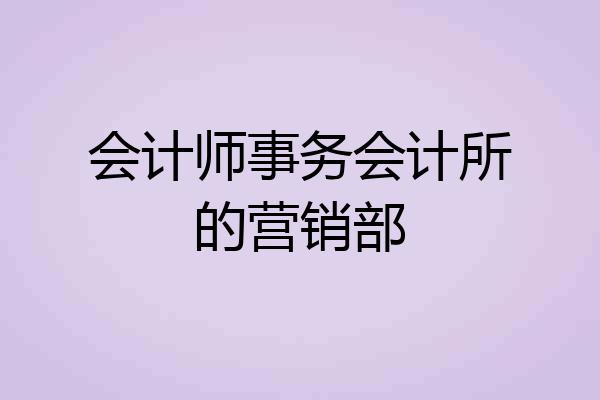 会计师事务会计所的营销部
