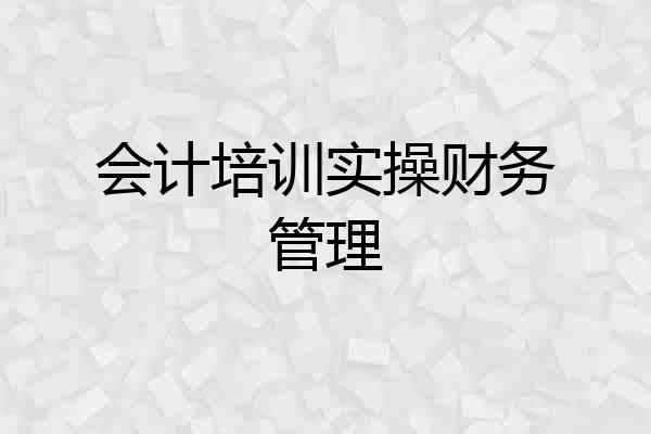 会计培训实操财务管理