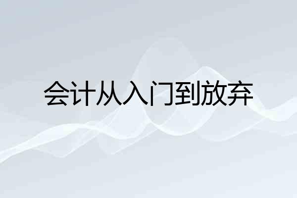 会计从入门到放弃