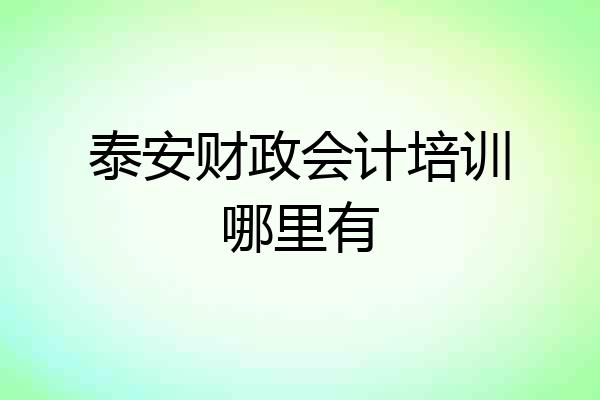 泰安财政会计培训哪里有
