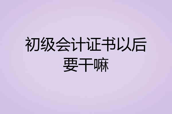 初级会计证书以后要干嘛
