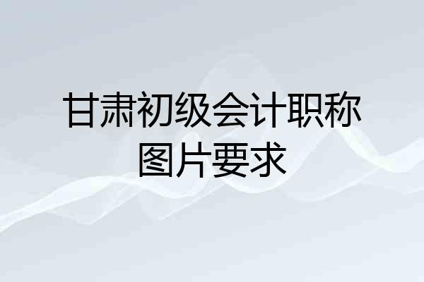 甘肃初级会计职称图片要求