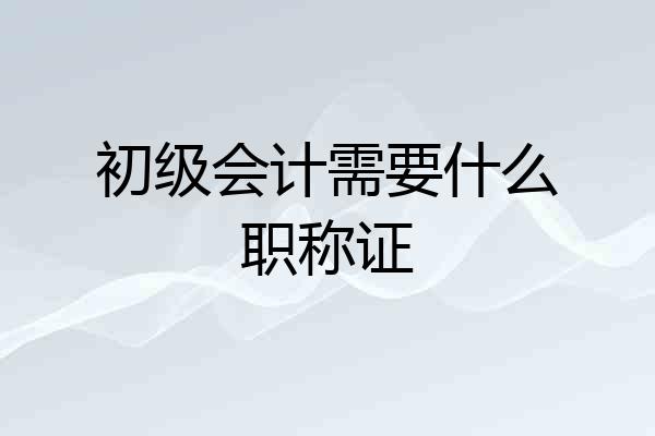 初级会计需要什么职称证