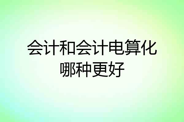 会计和会计电算化哪种更好
