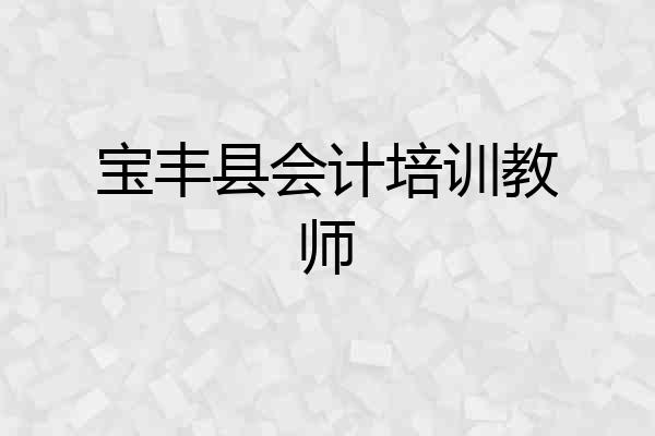 宝丰县会计培训教师