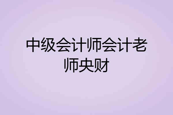 中级会计师会计老师央财