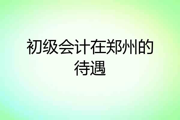 初级会计在郑州的待遇