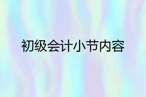 初级会计小节内容