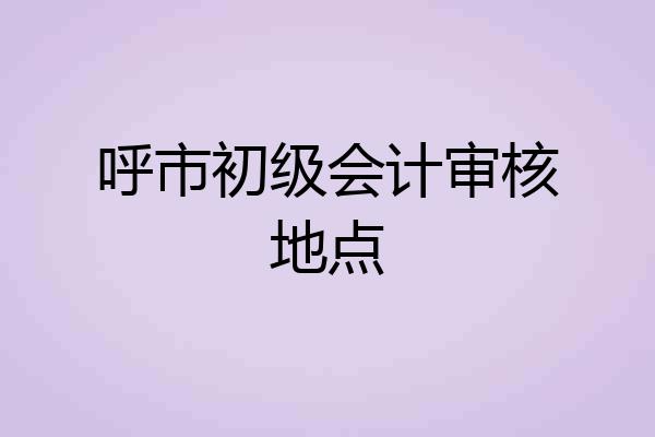 呼市初级会计审核地点