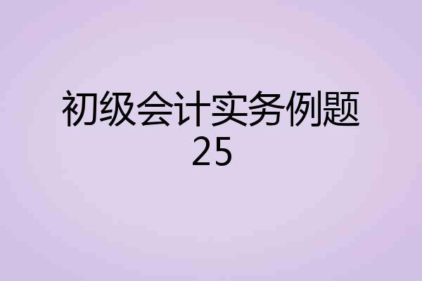 初级会计实务例题25