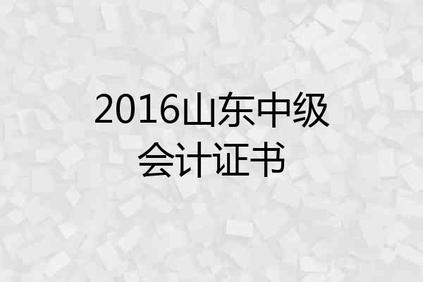 2016山东中级会计证书