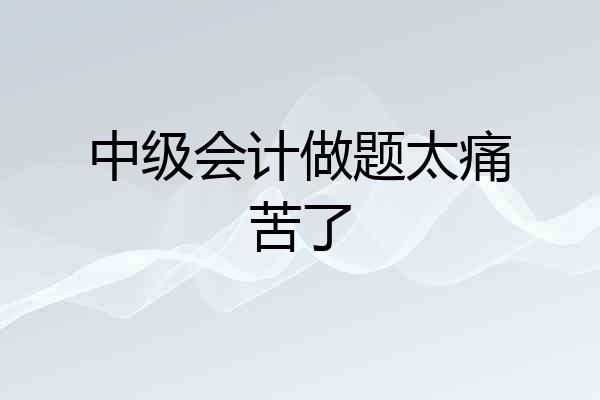 中级会计做题太痛苦了