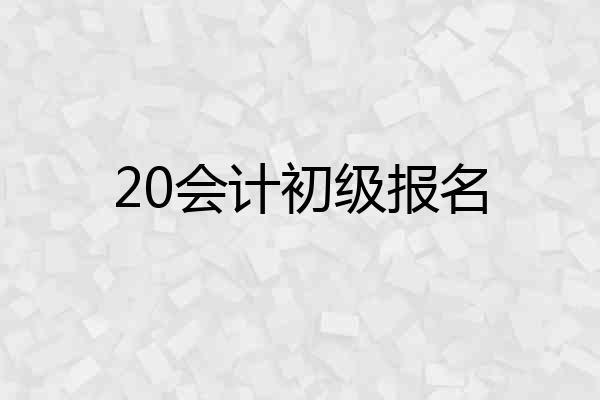 20会计初级报名