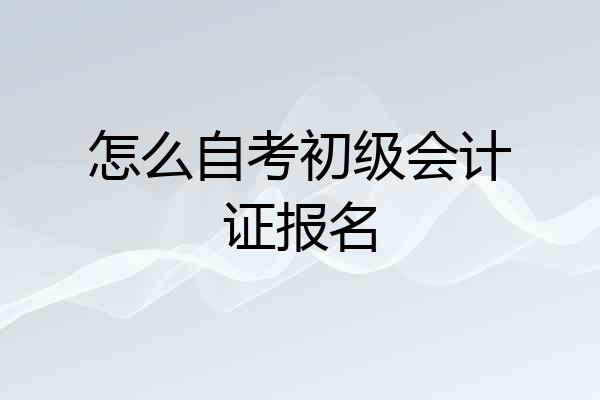 怎么自考初级会计证报名