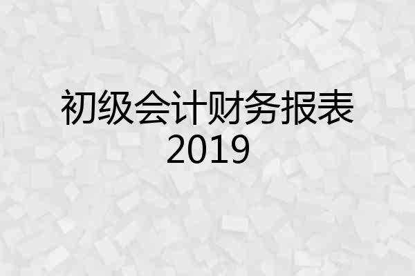 初级会计财务报表2019