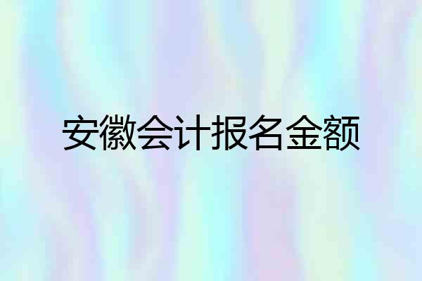 安徽会计报名金额