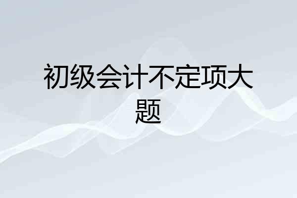 初级会计不定项大题