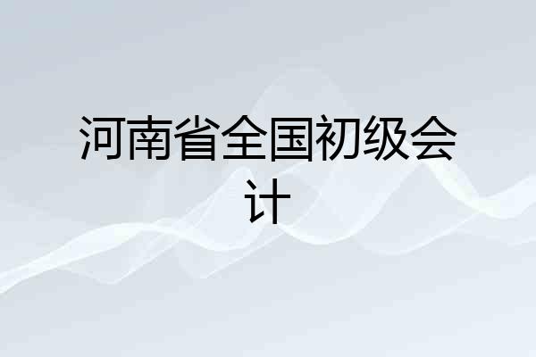 河南省全国初级会计