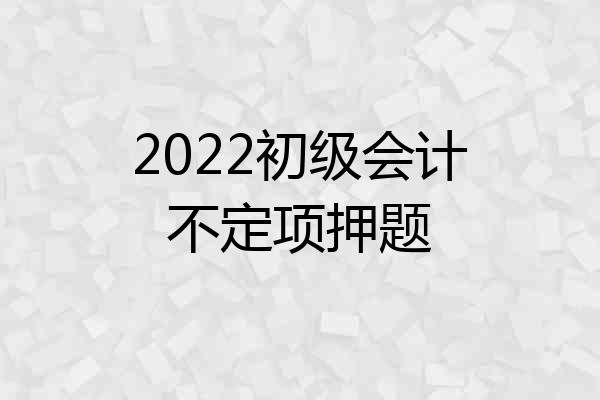 2022初级会计不定项押题